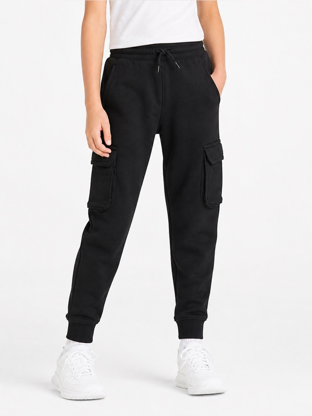 ALL IN MOTION Girls Black Cargo Jogger Sweatpants S 6/7